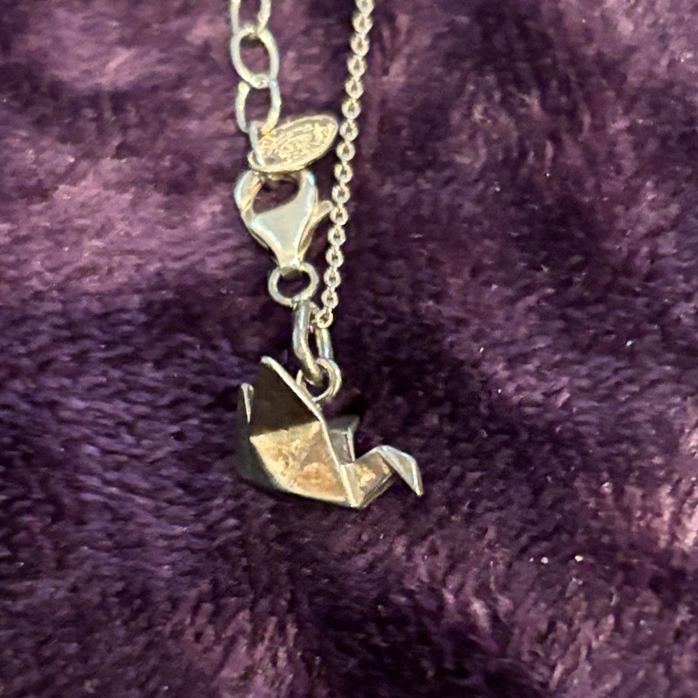 Origami Bird Pendant Necklace (handmade)